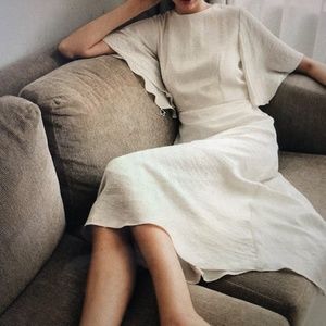 Champagne Rose silky Midi dress - elegant NWT